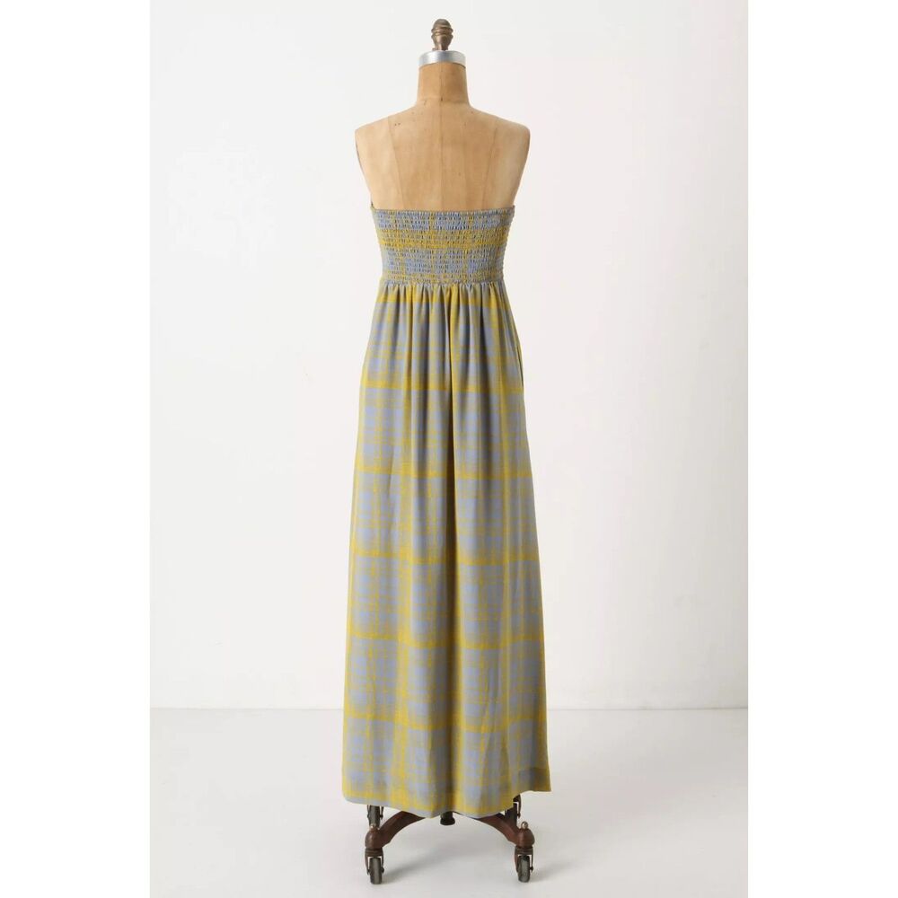 Anthropologie Maple Quilted Pastiche Strapless Bustier 100% Silk Dress Size 4-6 - Picture 3 of 11